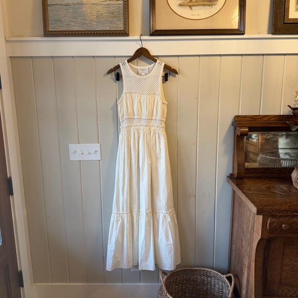 Anthropologie Dresses & Skirts - Anthropologie White Crochet 100% Cotton Maxi Dress, Size XS, Like New